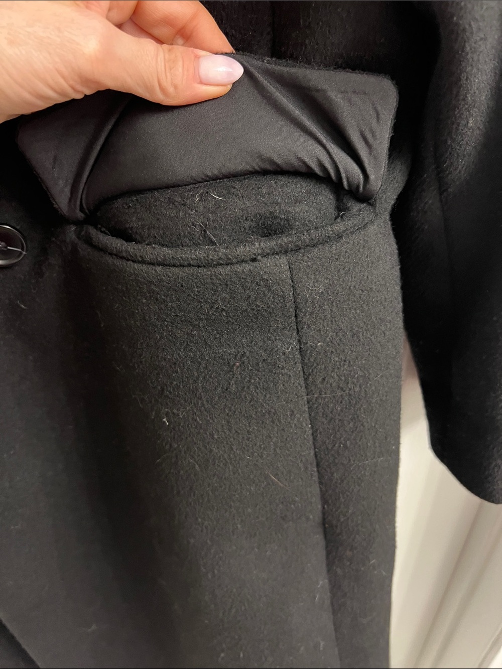 LOFT Black Long Wool-Blend Trench Coat - Picture 3 of 8